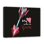 My Heart Points To Yours / Pink and Blue Cupid s Arrows (black) Canvas 14  x 11 