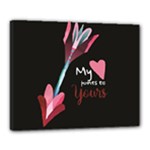 My Heart Points To Yours / Pink and Blue Cupid s Arrows (black) Canvas 20  x 16 