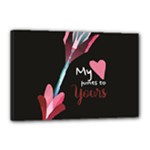 My Heart Points To Yours / Pink and Blue Cupid s Arrows (black) Canvas 18  x 12 