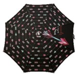 My Heart Points To Yours / Pink and Blue Cupid s Arrows (black) Straight Umbrellas