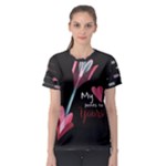 My Heart Points To Yours / Pink and Blue Cupid s Arrows (black) Women s Sport Mesh Tee