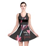 My Heart Points To Yours / Pink and Blue Cupid s Arrows (black) Reversible Skater Dress