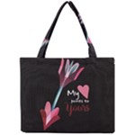 My Heart Points To Yours / Pink and Blue Cupid s Arrows (black) Mini Tote Bag
