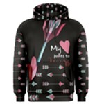 My Heart Points To Yours / Pink and Blue Cupid s Arrows (black) Men s Pullover Hoodie