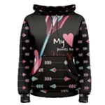 My Heart Points To Yours / Pink and Blue Cupid s Arrows (black) Women s Pullover Hoodie