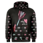 My Heart Points To Yours / Pink and Blue Cupid s Arrows (black) Men s Zipper Hoodie