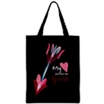 My Heart Points To Yours / Pink and Blue Cupid s Arrows (black) Zipper Classic Tote Bag