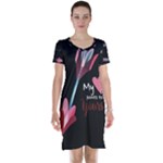 My Heart Points To Yours / Pink and Blue Cupid s Arrows (black) Short Sleeve Nightdress