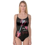 My Heart Points To Yours / Pink and Blue Cupid s Arrows (black) Camisole Leotard 