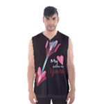 My Heart Points To Yours / Pink and Blue Cupid s Arrows (black) Men s Basketball Tank Top