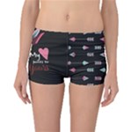 My Heart Points To Yours / Pink and Blue Cupid s Arrows (black) Boyleg Bikini Bottoms