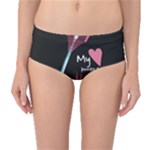 My Heart Points To Yours / Pink and Blue Cupid s Arrows (black) Mid-Waist Bikini Bottoms