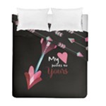 My Heart Points To Yours / Pink and Blue Cupid s Arrows (black) Duvet Cover Double Side (Full/ Double Size)