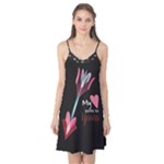 My Heart Points To Yours / Pink and Blue Cupid s Arrows (black) Camis Nightgown