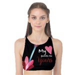 My Heart Points To Yours / Pink and Blue Cupid s Arrows (black) Tank Bikini Top