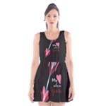 My Heart Points To Yours / Pink and Blue Cupid s Arrows (black) Scoop Neck Skater Dress
