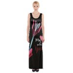 My Heart Points To Yours / Pink and Blue Cupid s Arrows (black) Maxi Thigh Split Dress