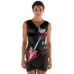 My Heart Points To Yours / Pink and Blue Cupid s Arrows (black) Wrap Front Bodycon Dress