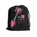 My Heart Points To Yours / Pink and Blue Cupid s Arrows (black) Drawstring Pouches (Extra Large) View1