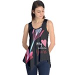 My Heart Points To Yours / Pink and Blue Cupid s Arrows (black) Sleeveless Tunic