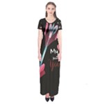 My Heart Points To Yours / Pink and Blue Cupid s Arrows (black) Short Sleeve Maxi Dress