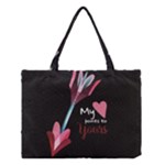 My Heart Points To Yours / Pink and Blue Cupid s Arrows (black) Medium Tote Bag