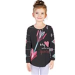 My Heart Points To Yours / Pink and Blue Cupid s Arrows (black) Kids  Long Sleeve Tee