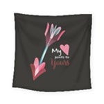 My Heart Points To Yours / Pink and Blue Cupid s Arrows (black) Square Tapestry (Small)