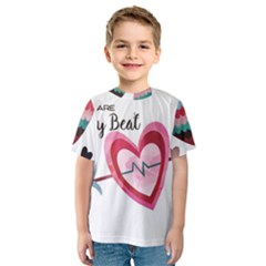 You Are My Beat / Pink And Teal Hearts Pattern (white)  Kids  Sport Mesh Tee