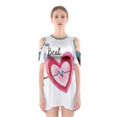 You Are My Beat / Pink And Teal Hearts Pattern (white)  Shoulder Cutout One Piece