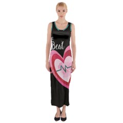 You Are My Beat / Pink And Teal Hearts Pattern (black)  Fitted Maxi Dress by FashionFling