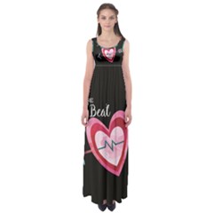You Are My Beat / Pink And Teal Hearts Pattern (black)  Empire Waist Maxi Dress