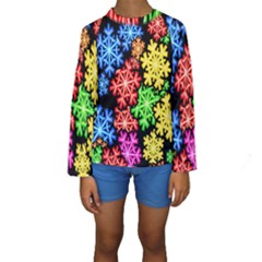 Colourful Snowflake Wallpaper Pattern Kids  Long Sleeve Swimwear by Nexatart
