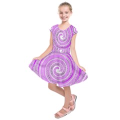Digital Purple Party Pattern Kids  Short Sleeve Dress by Nexatart
