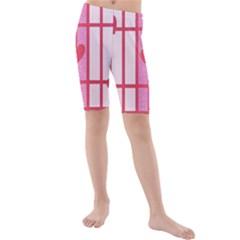 Fabric Magenta Texture Textile Love Hearth Kids  Mid Length Swim Shorts by Nexatart