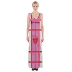 Fabric Magenta Texture Textile Love Hearth Maxi Thigh Split Dress by Nexatart