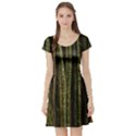 Green And Brown Bamboo Trees Short Sleeve Skater Dress View1