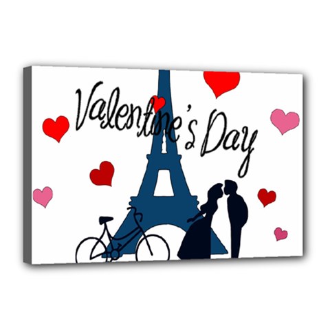 Valentine s Day - Paris Canvas 18  X 12  by Valentinaart