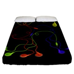 Colorful Earphones Fitted Sheet (queen Size) by Valentinaart
