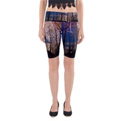 Full Moon Forest Night Darkness Yoga Cropped Leggings by Nexatart