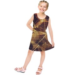 Leaves Autumn Texture Brown Kids  Tunic Dress by Nexatart