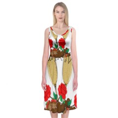 Valentine s Day Romantic Design Midi Sleeveless Dress by Valentinaart