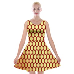 Red And Gold Effect Backing Paper Velvet Skater Dress by Nexatart