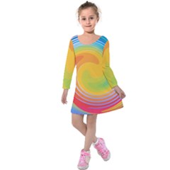Rainbow Swirl Kids  Long Sleeve Velvet Dress