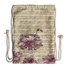 Vintage Music Sheet Song Musical Drawstring Bag (large) by Nexatart