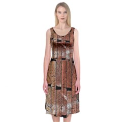 Wood Logs Wooden Background Midi Sleeveless Dress by Nexatart