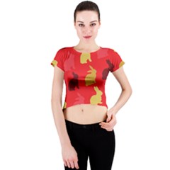 Hare Easter Pattern Animals Crew Neck Crop Top by Amaryn4rt