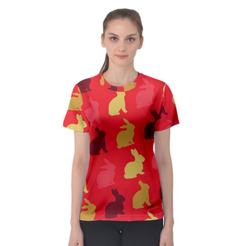 Hare Easter Pattern Animals Women s Sport Mesh Tee by Amaryn4rt