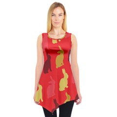 Hare Easter Pattern Animals Sleeveless Tunic by Amaryn4rt