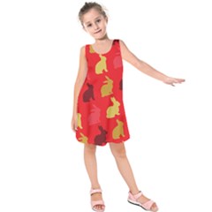 Hare Easter Pattern Animals Kids  Sleeveless Dress by Amaryn4rt